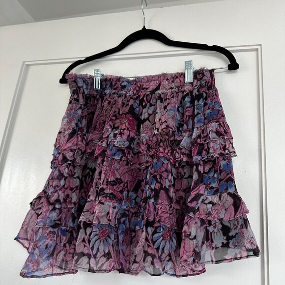 LoveShackFancy Benicia Mini Skirt In Midnight Light Large Tiered Ruffle Detail - Picture 7 of 8
